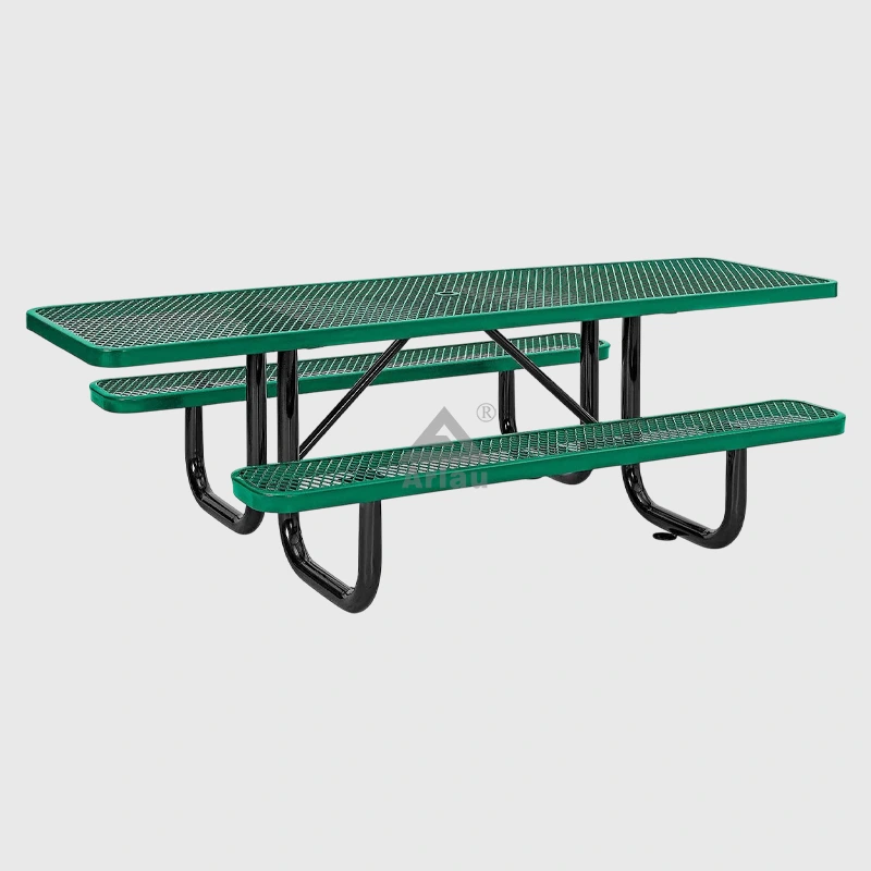 Rectangular Extended Metal Picnic Table with Wheelchair Accessible - ADA Style 1