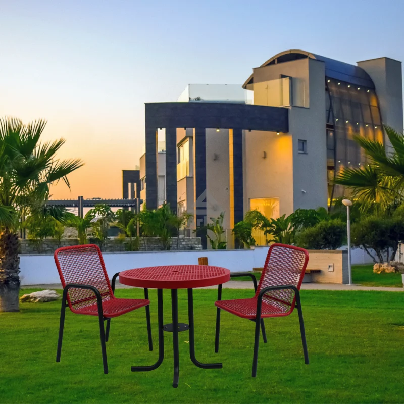 Custom Street Side Food Court Cafe Table Chairs 1