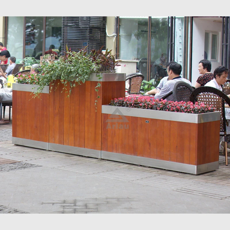 Large plant container design combination environmentally friendly plastic wood hardwood flower pot 1