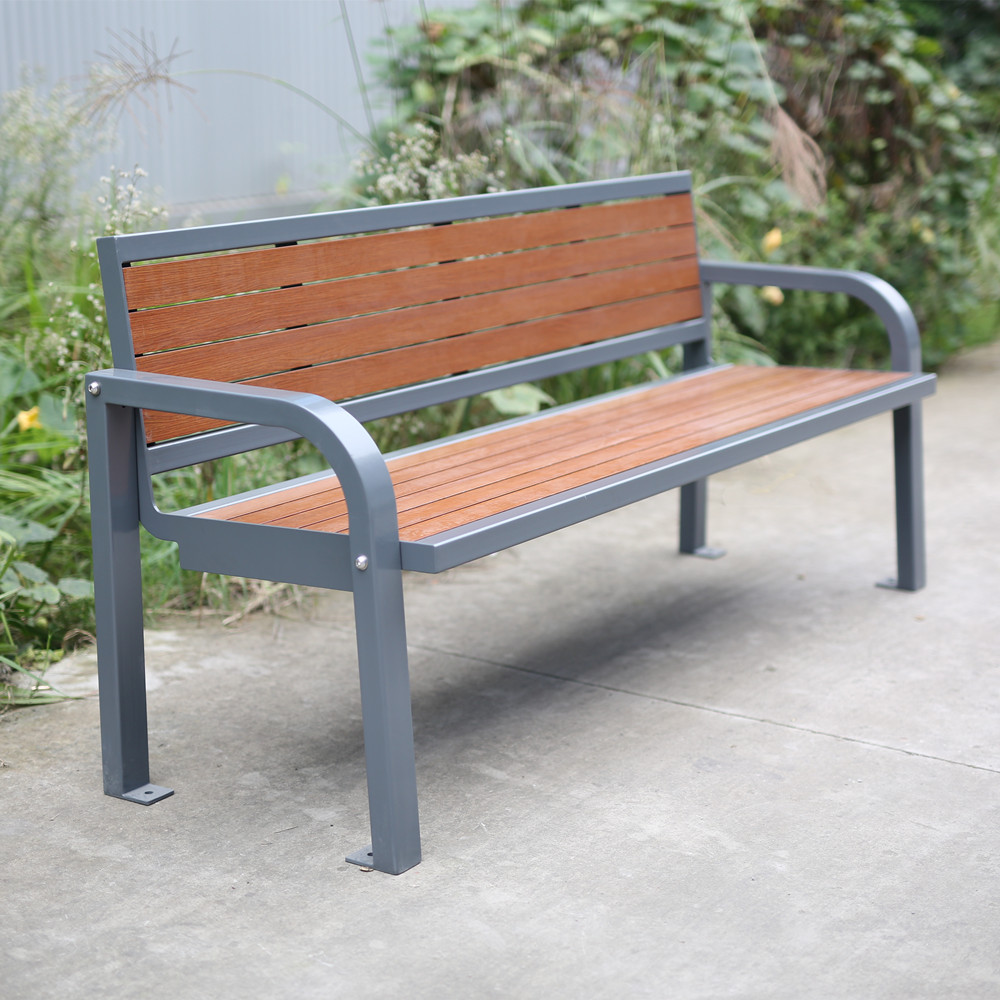 Wood Plastic Composite Park Bench with Steel Frame | Arlau