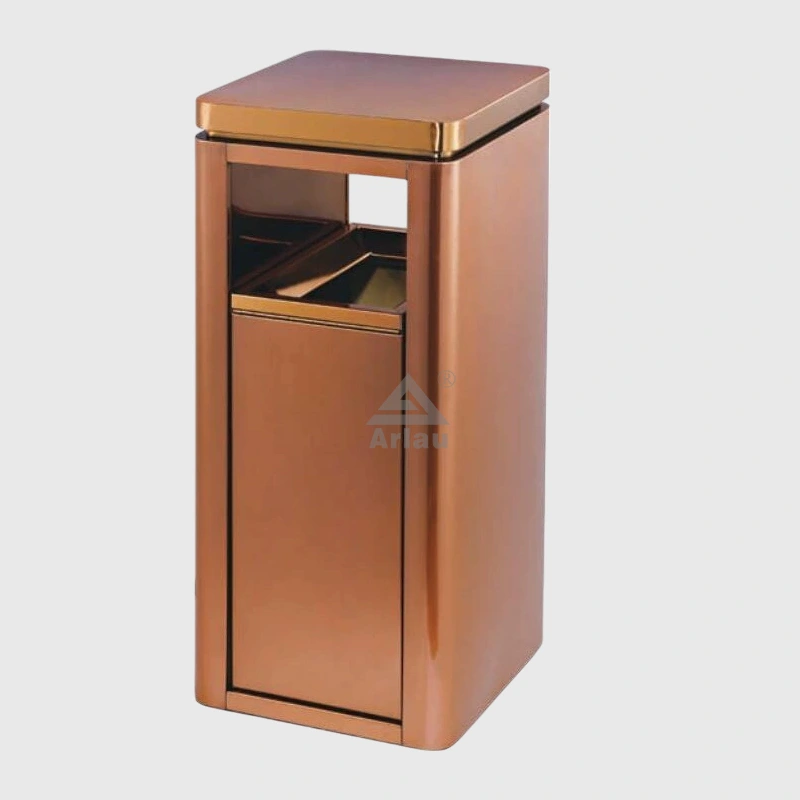 Rail-type square glazed rose gold shopping mall ashtray bin 1