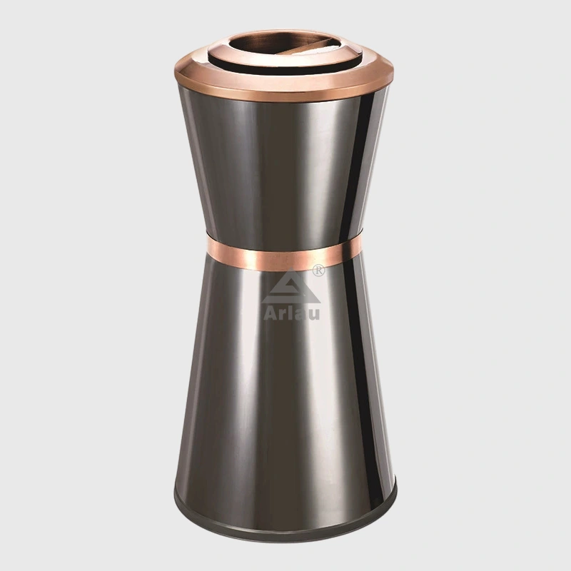 Circular Hotel Lobby Stainless Steel Trash Can 1