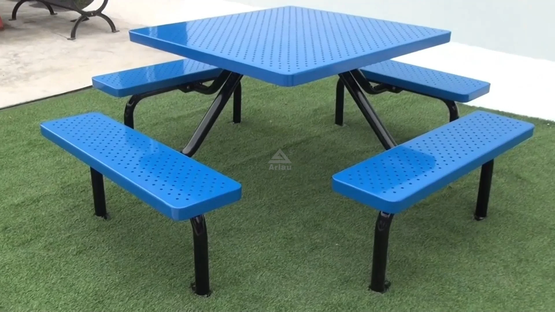Outdoor patio metal dining picnic table bench 1