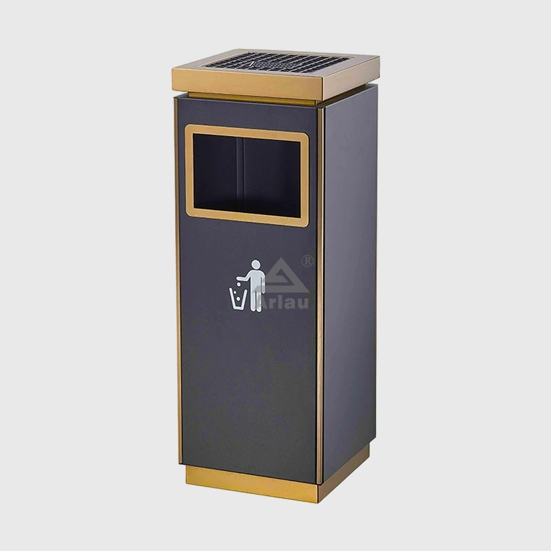 Hotel Indoor Black Square Waste Bin Metal Container 1