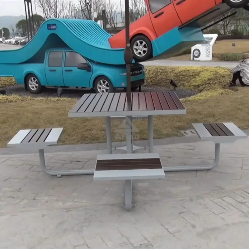 Wooden outdoor table with seat 1