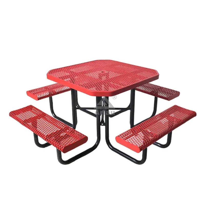 46 Square Thermoplastic Polyethylene Coated Curled Edges Picnic Table 1