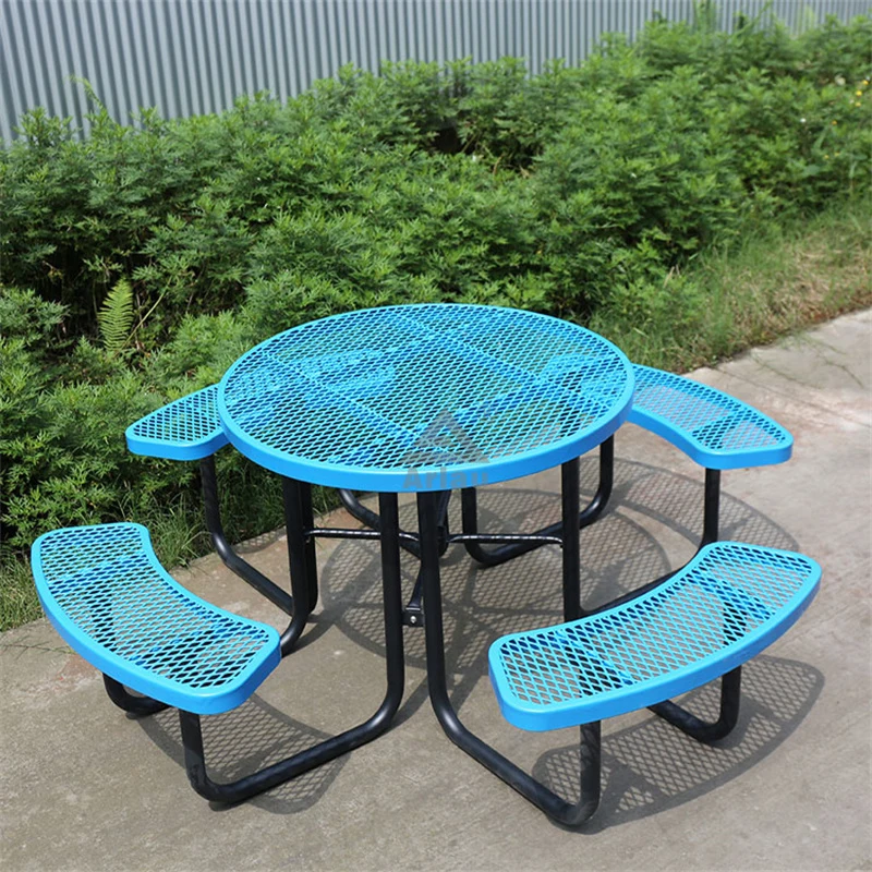 Table de pique-nique extérieure à l'extérieur en acier élargi en acier 1