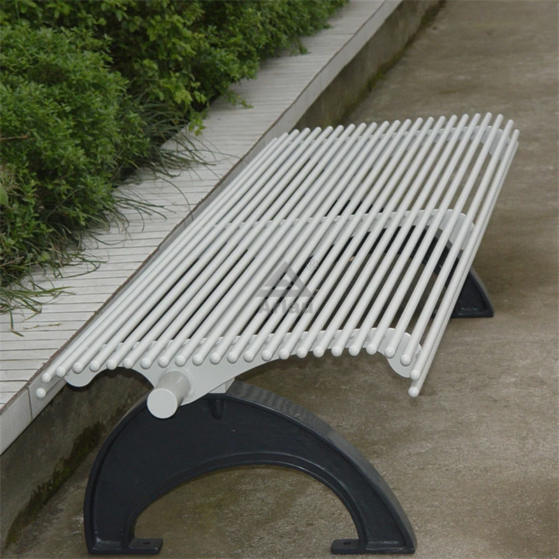 Outdoor steel tube park backless bench 1