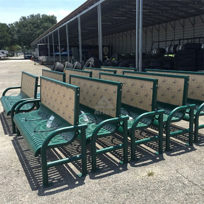 Metal advertising bench with backrest 1