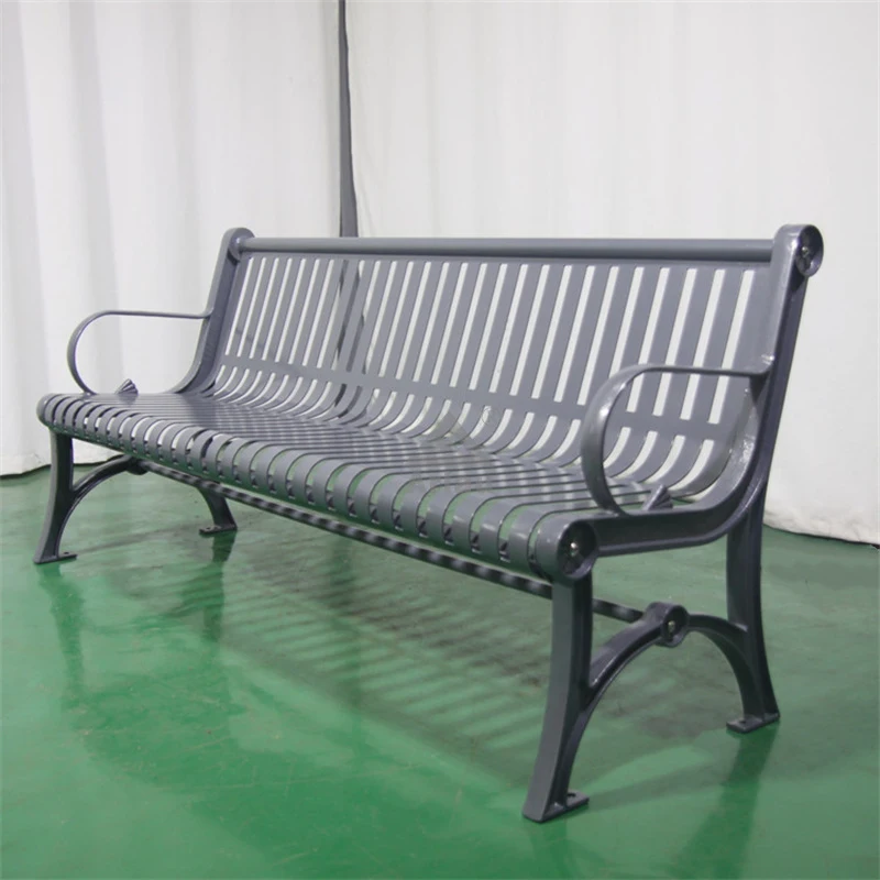 Black metal outdoor seating bench for garden 1
