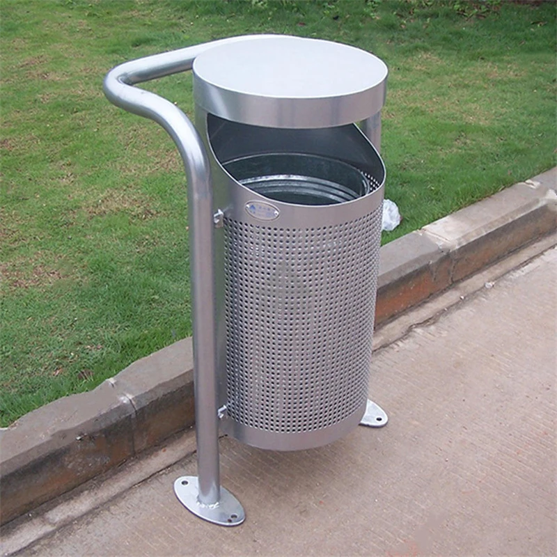 Outdoor Round stainless steel Trash Bin 1