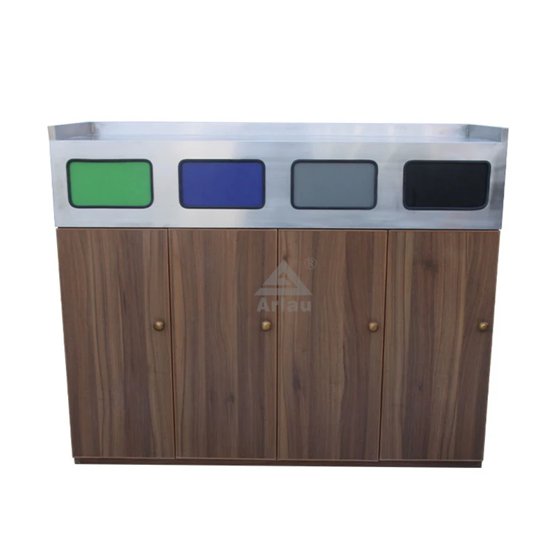 Commercial Restaurant Laminated Wood Trash Can Cabinets and Trash Cans 1