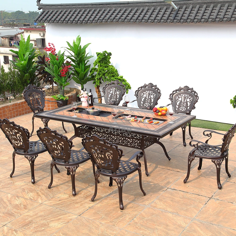Outdoor cast aluminum patio garden furniture leisure metal table and chair combination 1