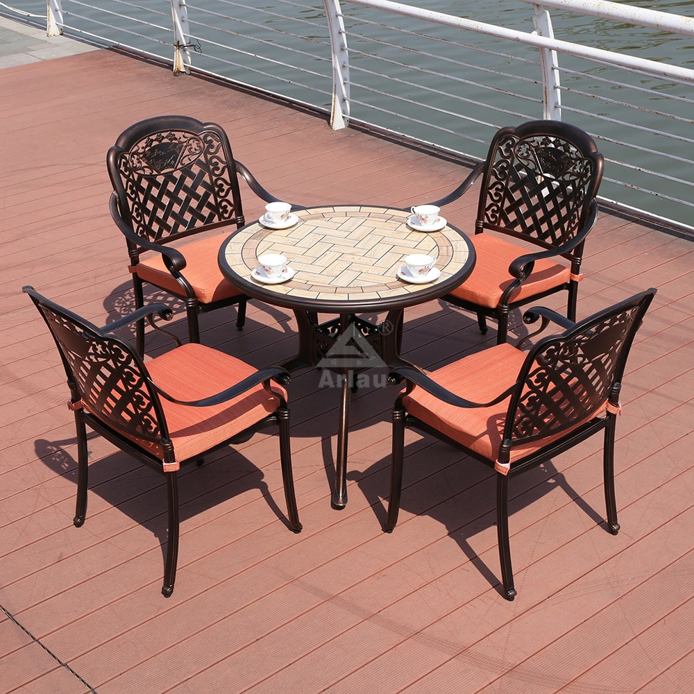 Aluminum outdoor patio furniture dining table and chairs for outdoor use 1