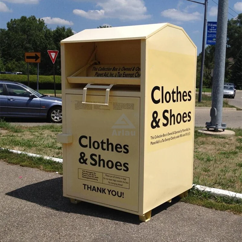 Custom outdoor heavy duty large metal clothes shoes donation box 1