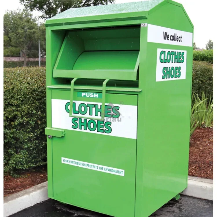Outdoor large volume old textile recycling drop off bins for sale 1