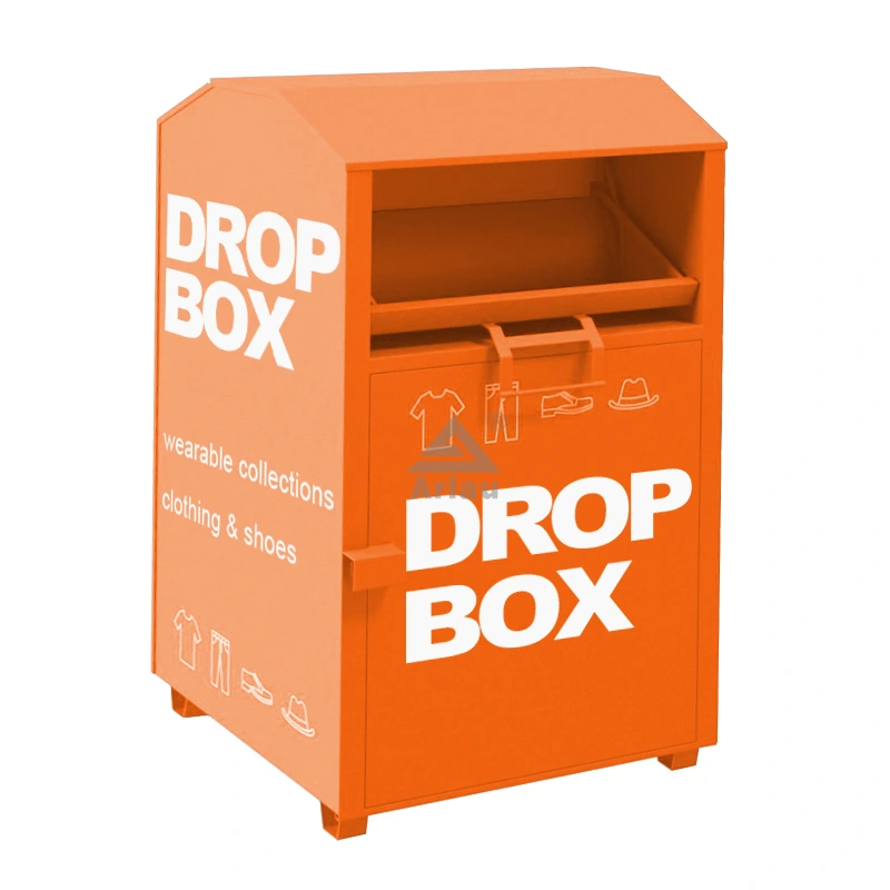 Custom made outdoor recycle clothes center donation drop off box 1