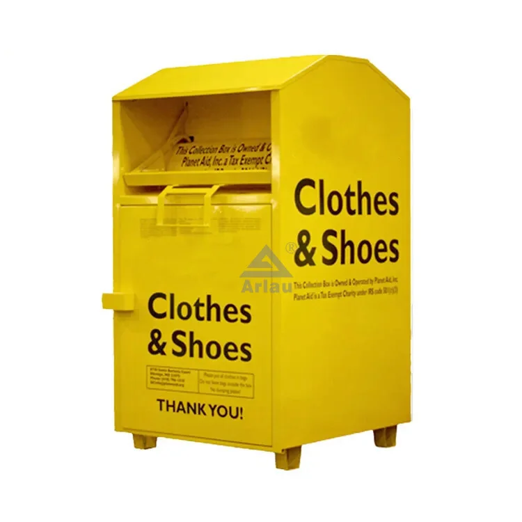 Metal outdoor charity second hand clothing recycling drop bins 1