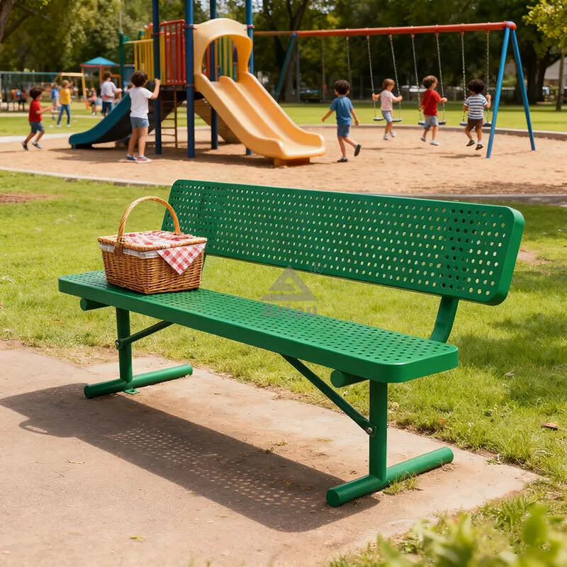 Park Bench | 6-Foot Commercial Grade with Perforated Steel 1