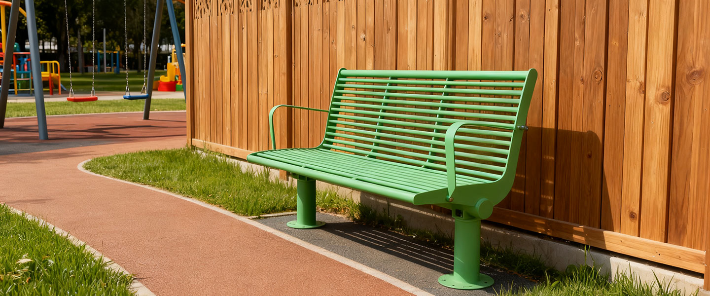 Weatherproof Outdoor Bench with Backrest for Public Spaces - Arlau