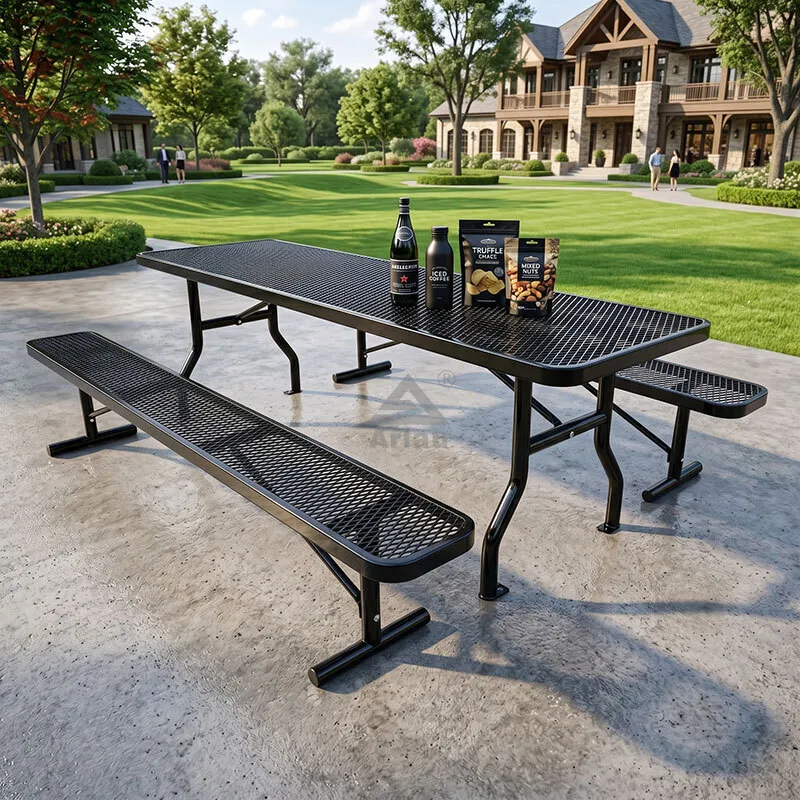 Juego de mesa de picnic de metal resistente de 1,8 m (6 pies) para 8 personas (uso exterior). 1