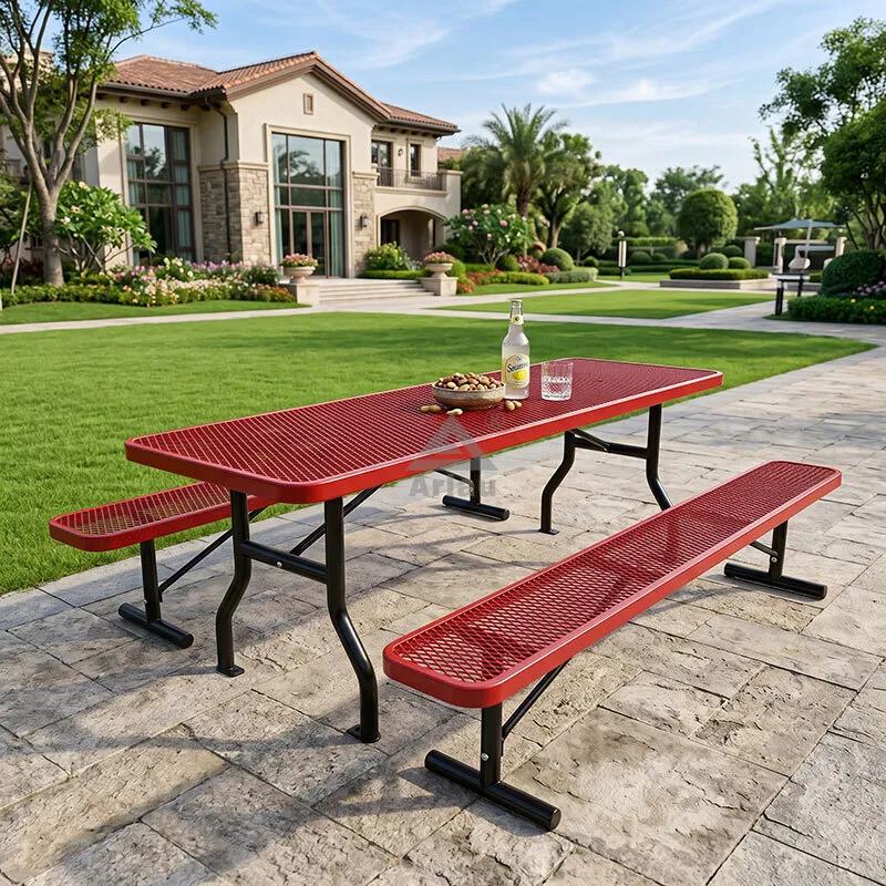 6 Ft Heavy Duty Metal Picnic Table Set for 8 Outdoor Use 1