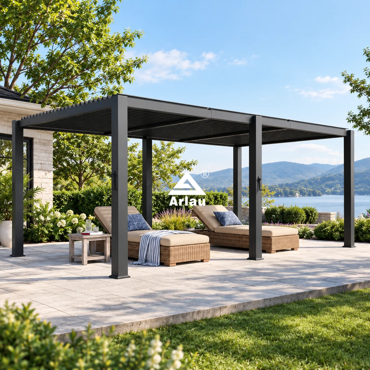 Pergola en aluminium à lames orientables 20 x 12 avec toit réglable 1