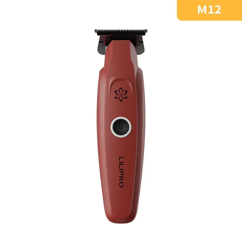 Barber Salon Products Wholesale Powder Metallurgy Blade Cordless Charging Base Men's Styling Flame Red Hair Trimmer LILIPRO M12 1
