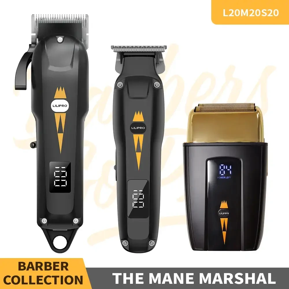 THE MANE MARSHAL Classic Series Professional Rechargeable Cordless Hair Grooming Set with LCD Display and Low Noise Performance Barber Combo 1