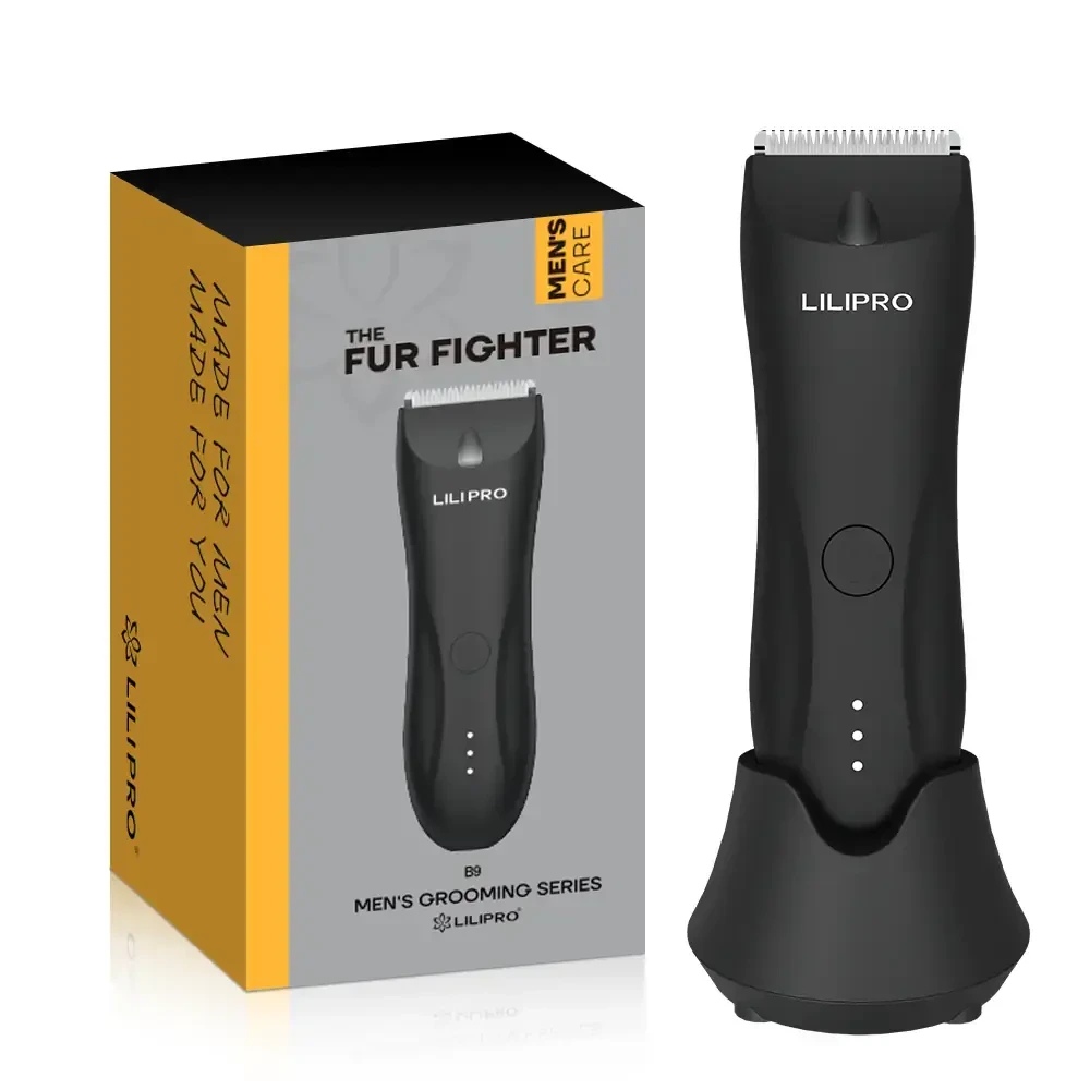 Professional Waterproof Body Hair Trimmer for Men with Ceramic Blade and SkinSafe Tech LILIPRO B9 1