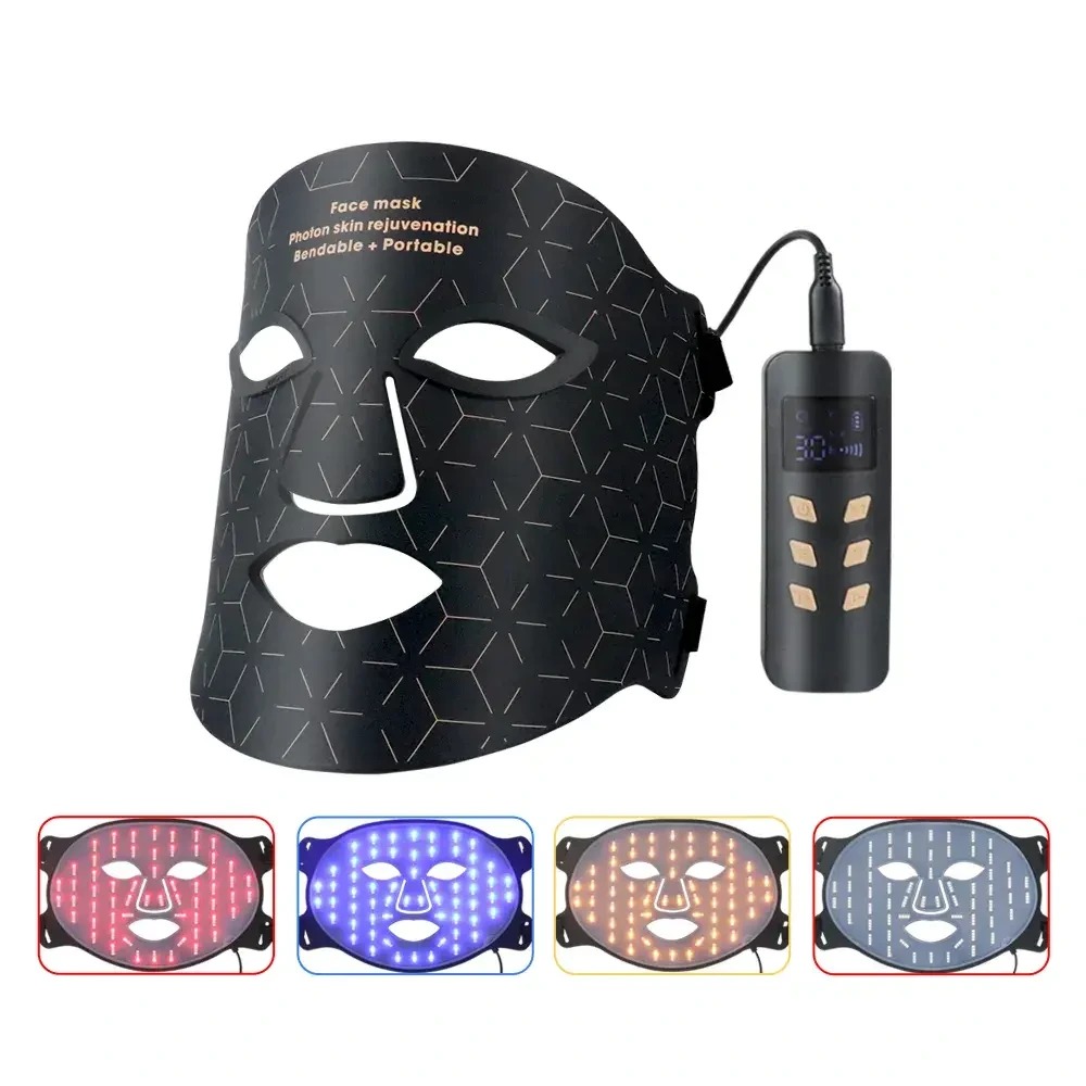 Silikon-LED-Gesichtsmaske, 4 Farben, 460, 590, 630, 850 nm, Rotlicht-Photonentherapie, Hautpflege-Gesichtsmaske 1