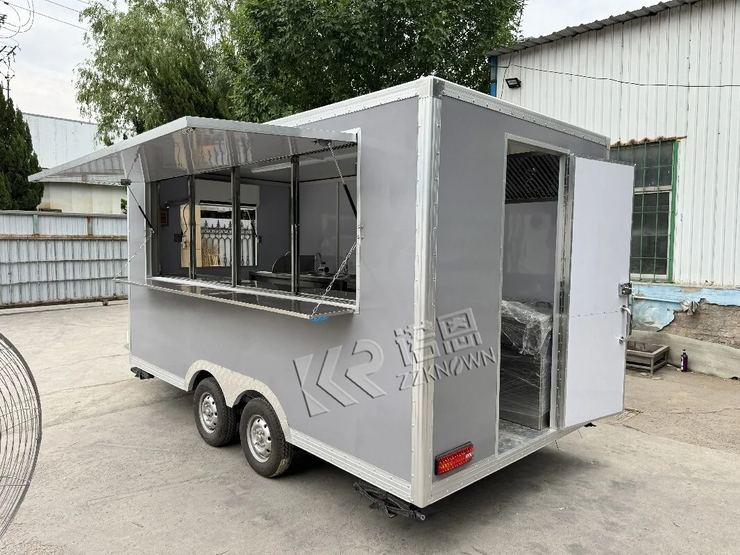Aanpasbare kleur Trapable Square Fast Food Truck Trailer In-FS350 1