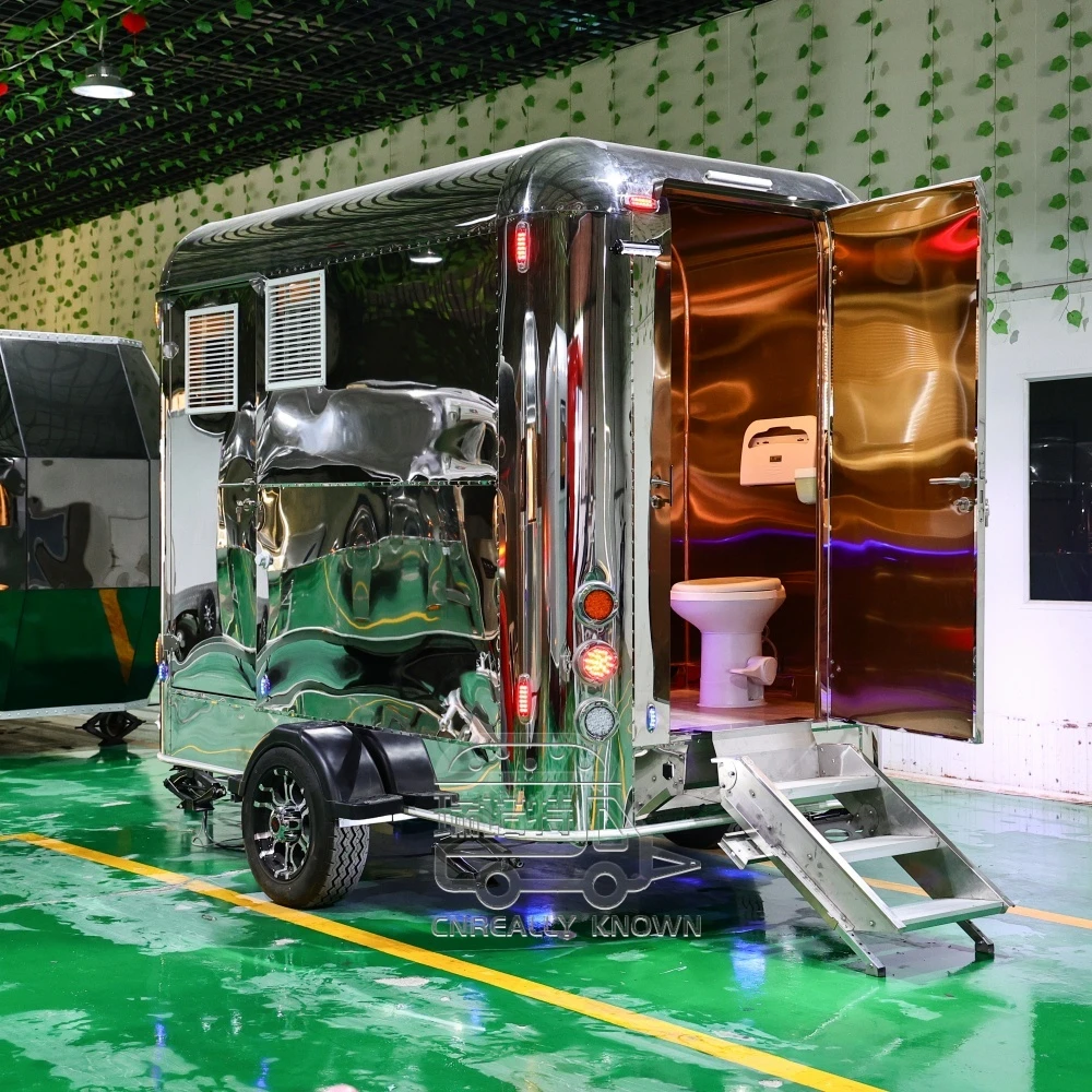 Stainless Steel Mirror Airstream-Style Toilet Trailer for Sale | Luxury Design 1