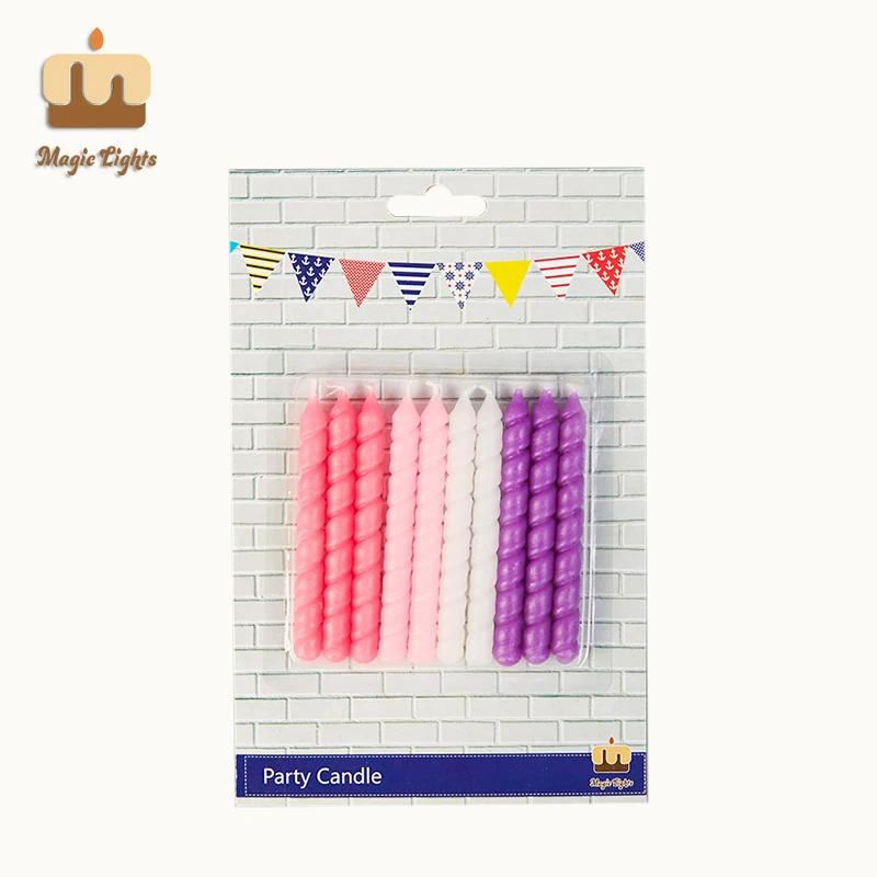Rosa & velas de aniversário em espiral roxa 10ct para festas por luzes mágicas 1