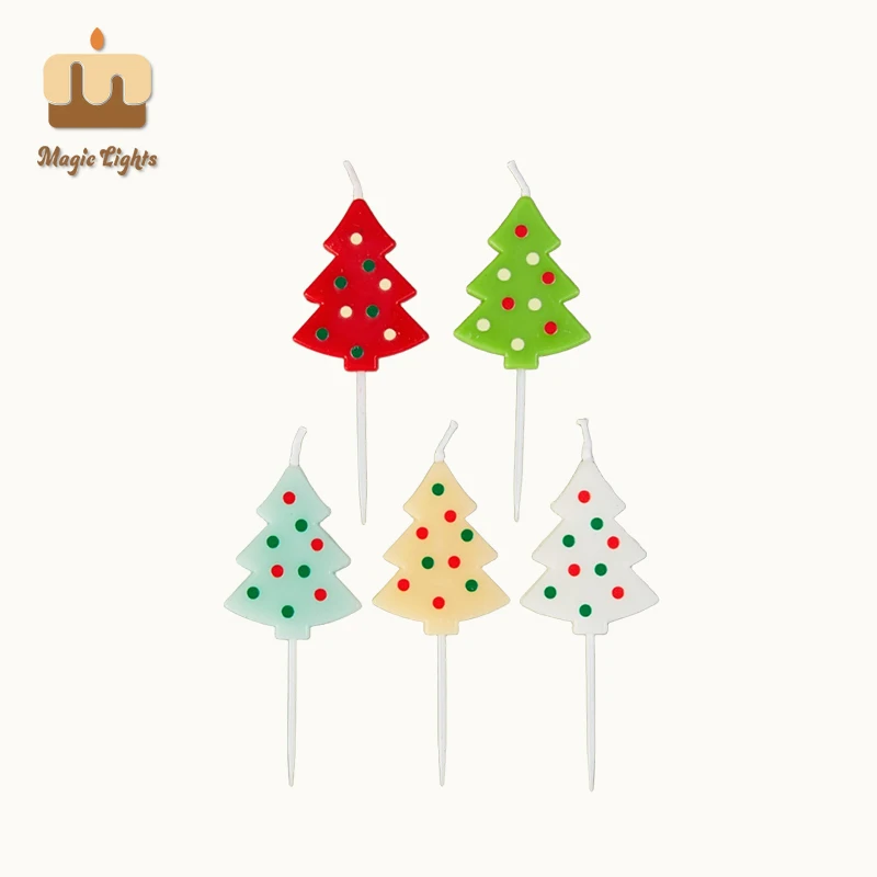 Colori misti Candele per torta a forma di albero di Natale 5pk da luci magiche 1