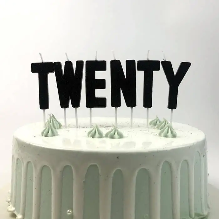 Black Glitter Twenty Alphabet Shaped Birthday Party Cake Candles 1