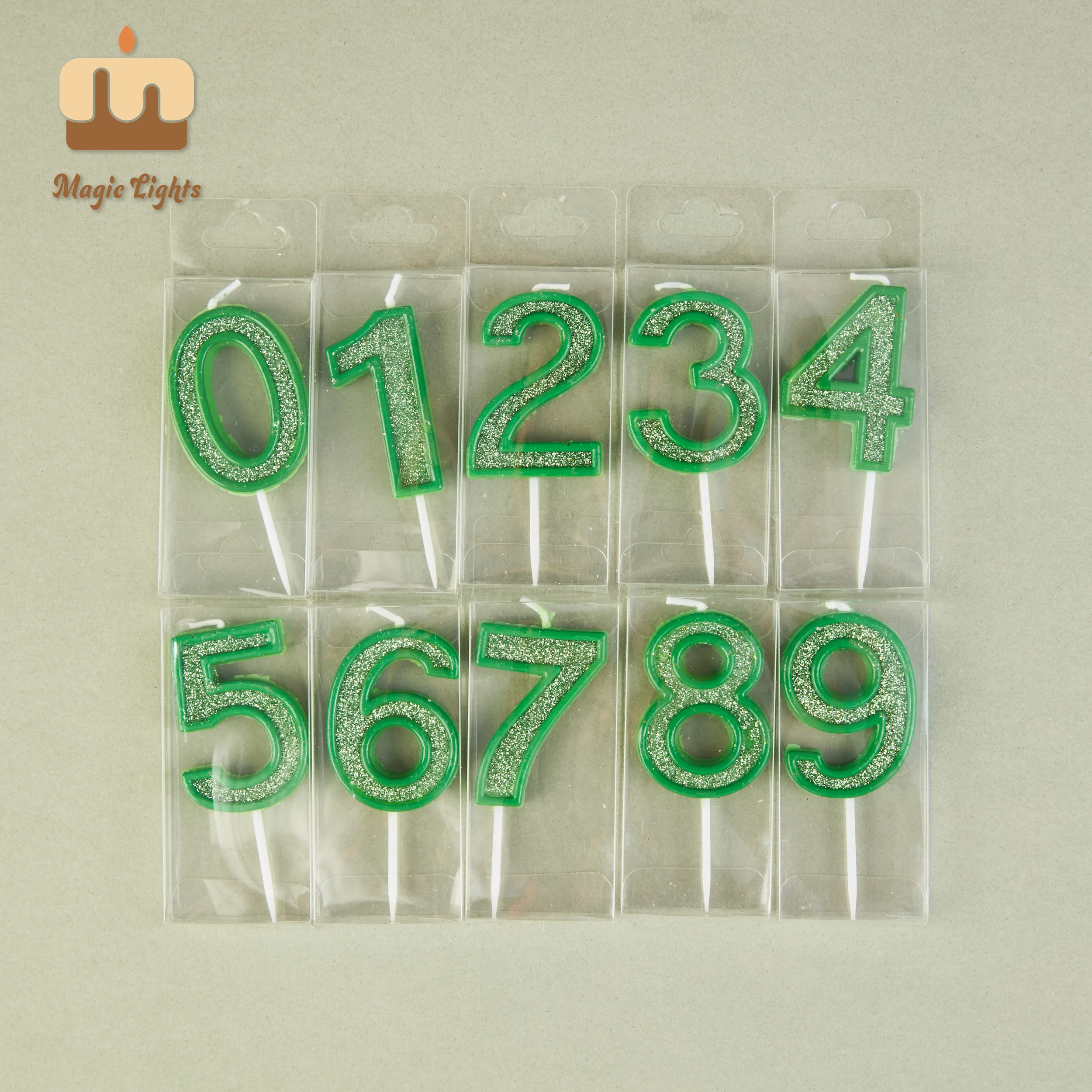 Magic Lights Mini Green Glitter Celebration Number Candle 1