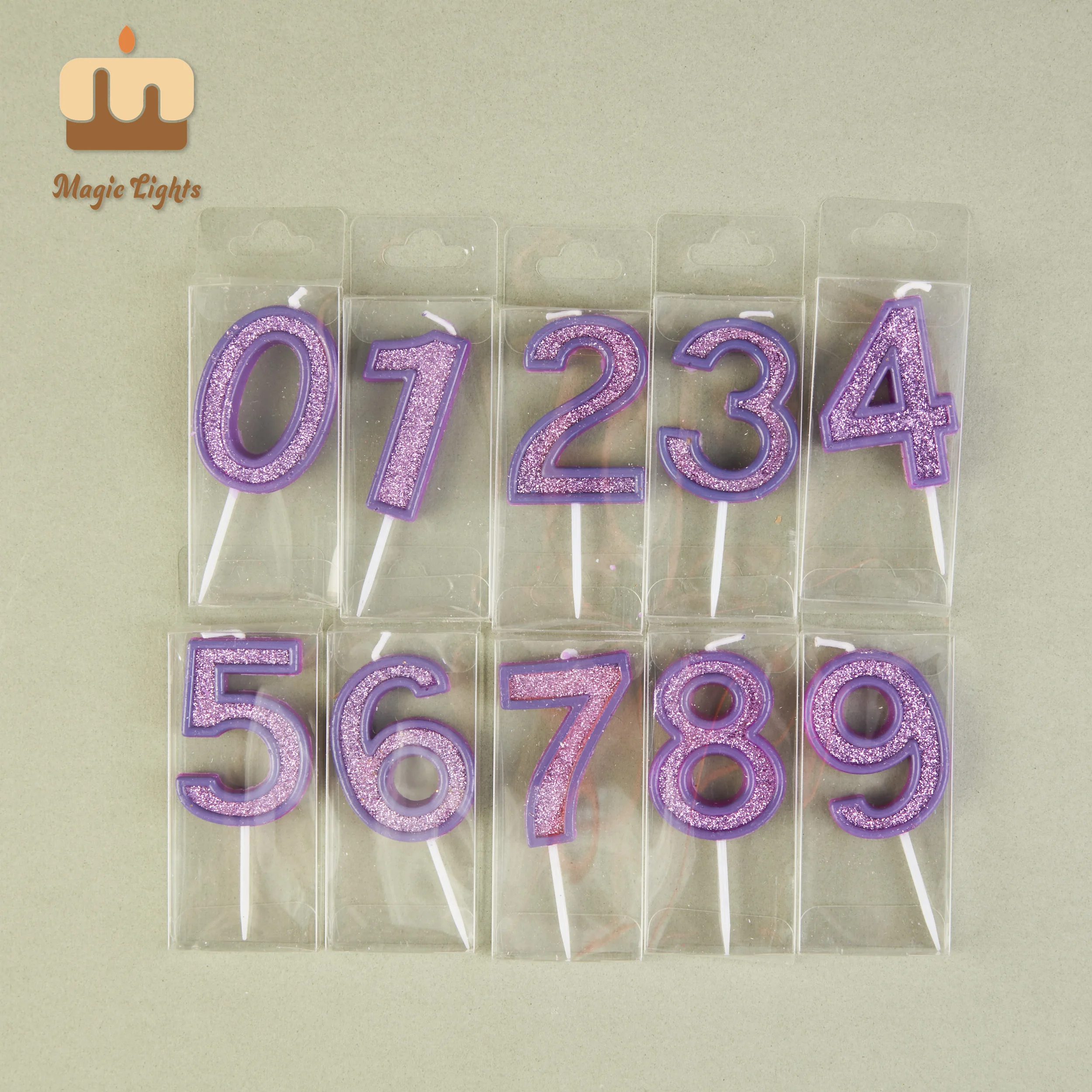 Magic Lights Mini Purple Glitter Number Candle for Celebration 1