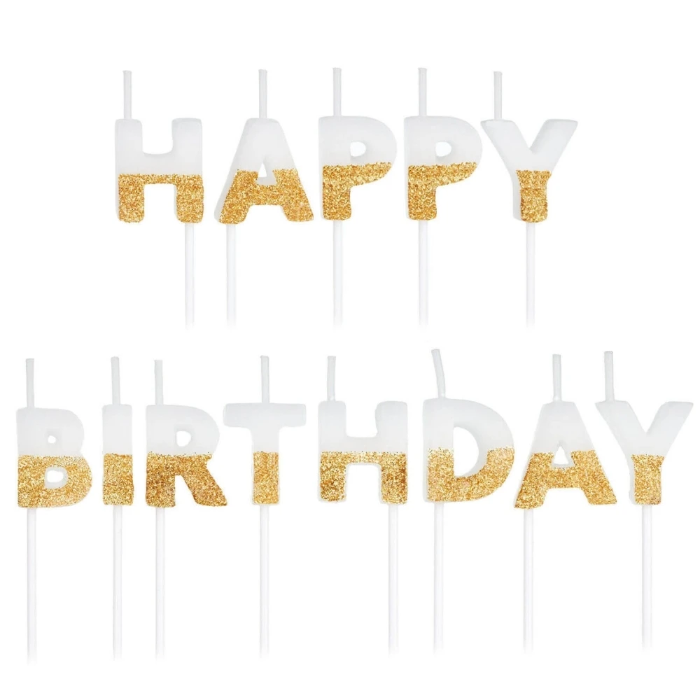 Magic Lights Gold Glitter Dipped Happy Birthday Candles for Party Decorations 1