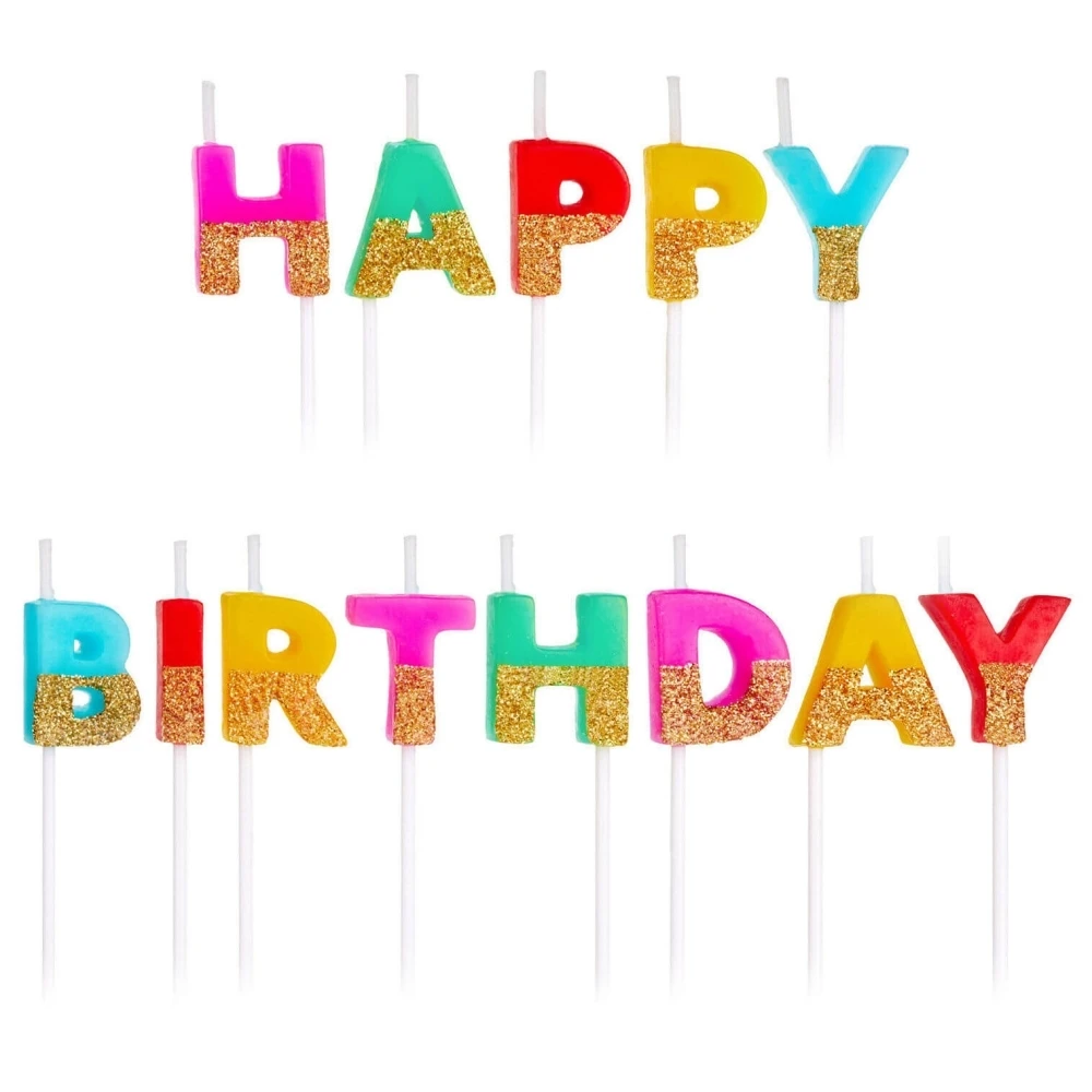 Luci magiche colorate buon compleanno lettere candele per decorazioni per torta di compleanno 1