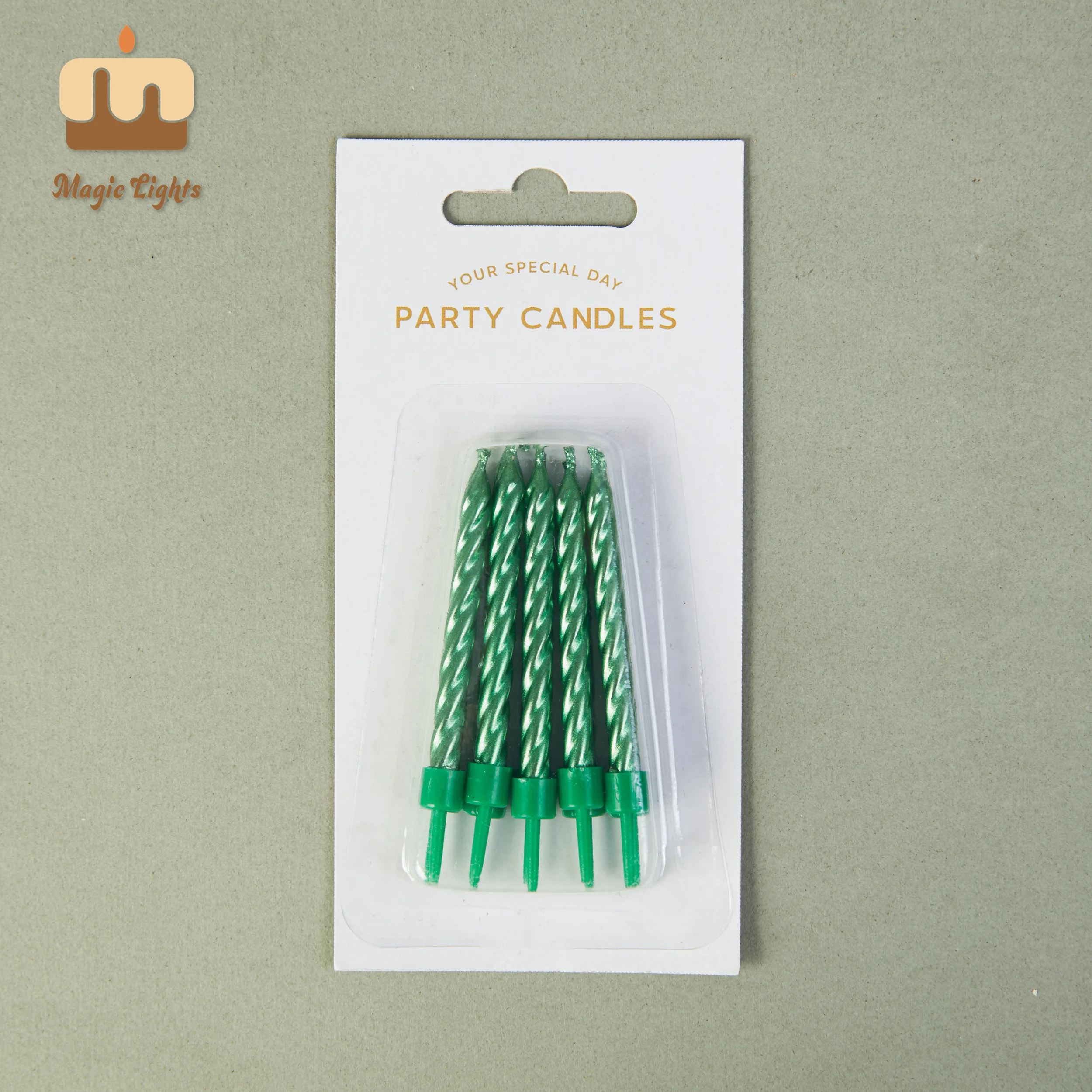 Magic Lights 6cm Metallic Green Spiral Cake Velas para Partido 1