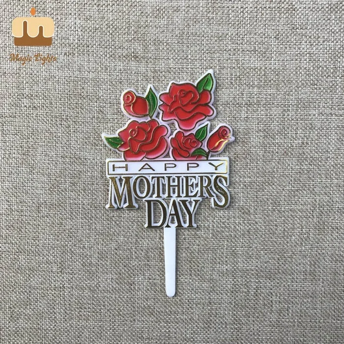 Magic Lights Rose Flower Acrylic Cake Topper Picks 1