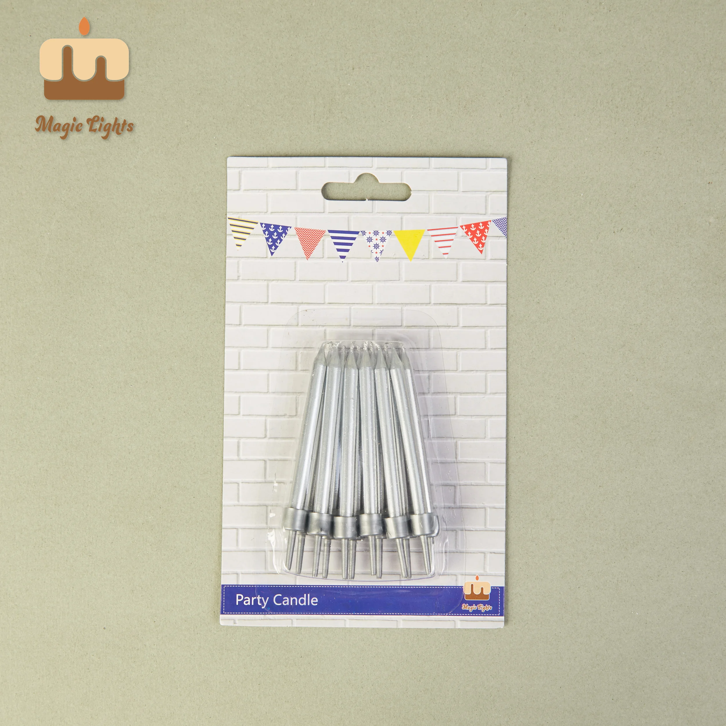 Magic Lights 6cm شموع عيد ميلاد فضية معدنية مع حاملي - مجموعة من 12 1