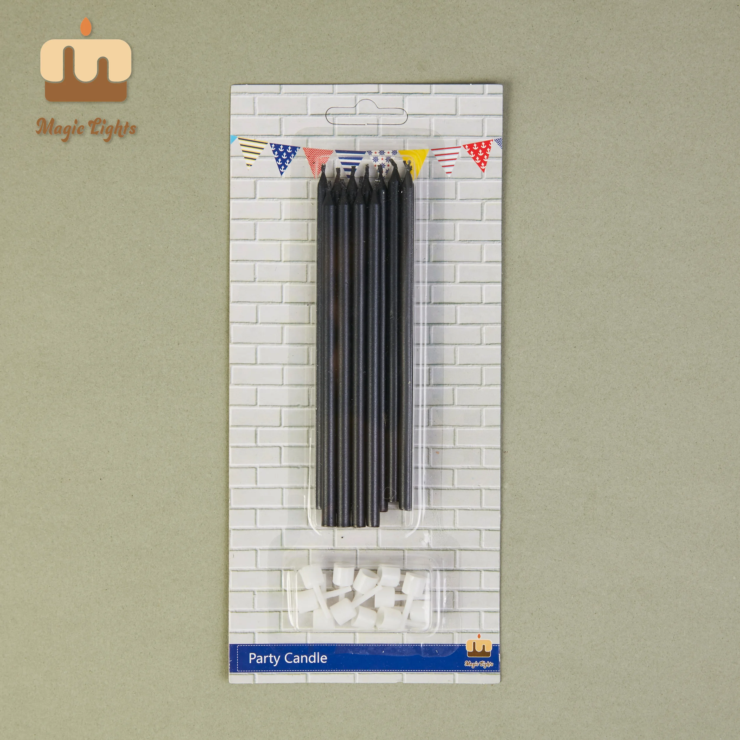 Luci magiche da 12 cm Candele per torta nera metallica di 12 per feste di compleanno 1