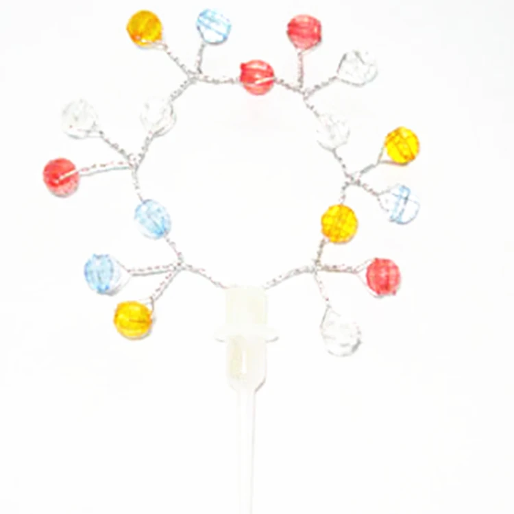 Magic Lights Colorful Plastic Bead Wreath Cake Topper Picks for Party 1