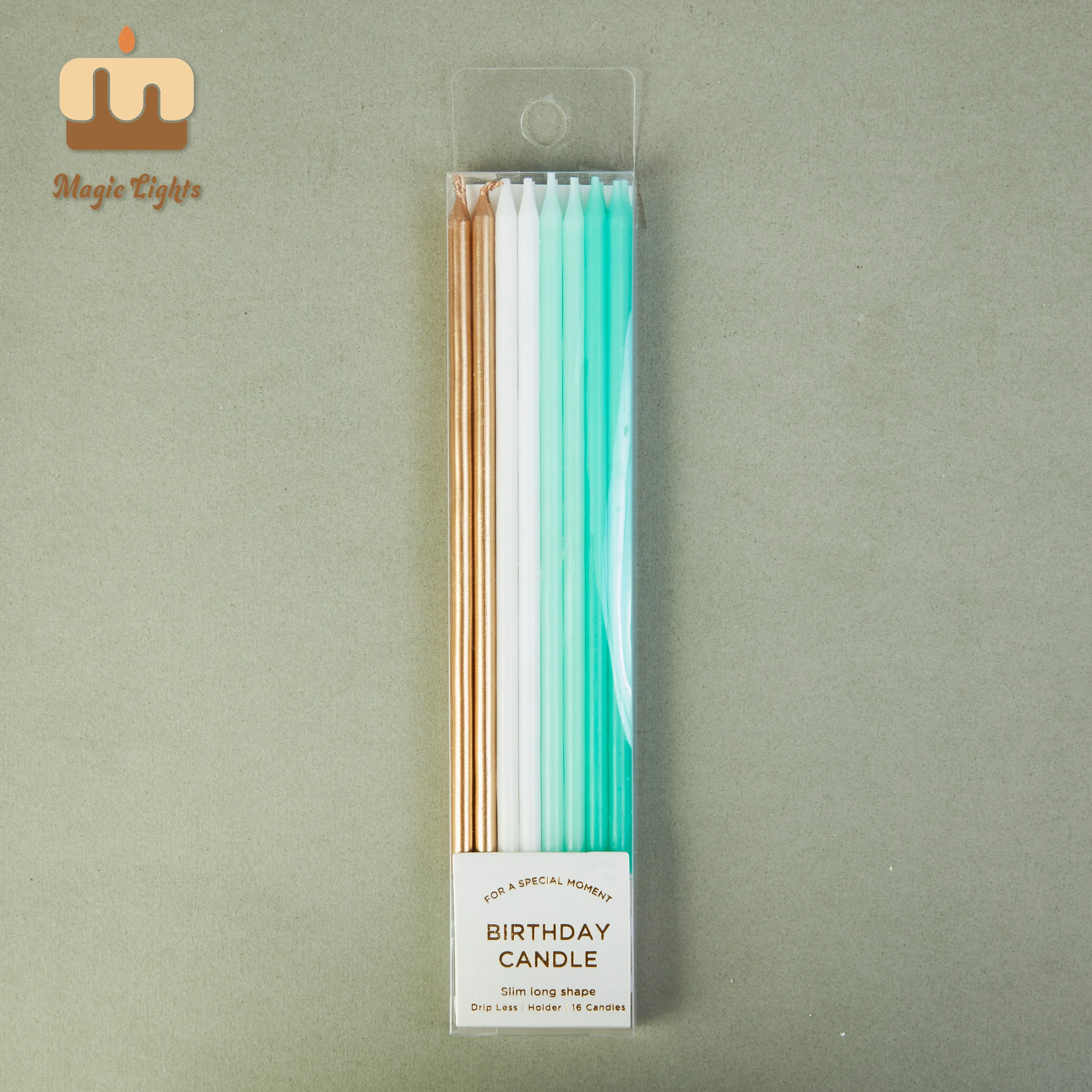 マジックライトプレミアムグラデーショングリーンキャンドル16pcs for cake 1