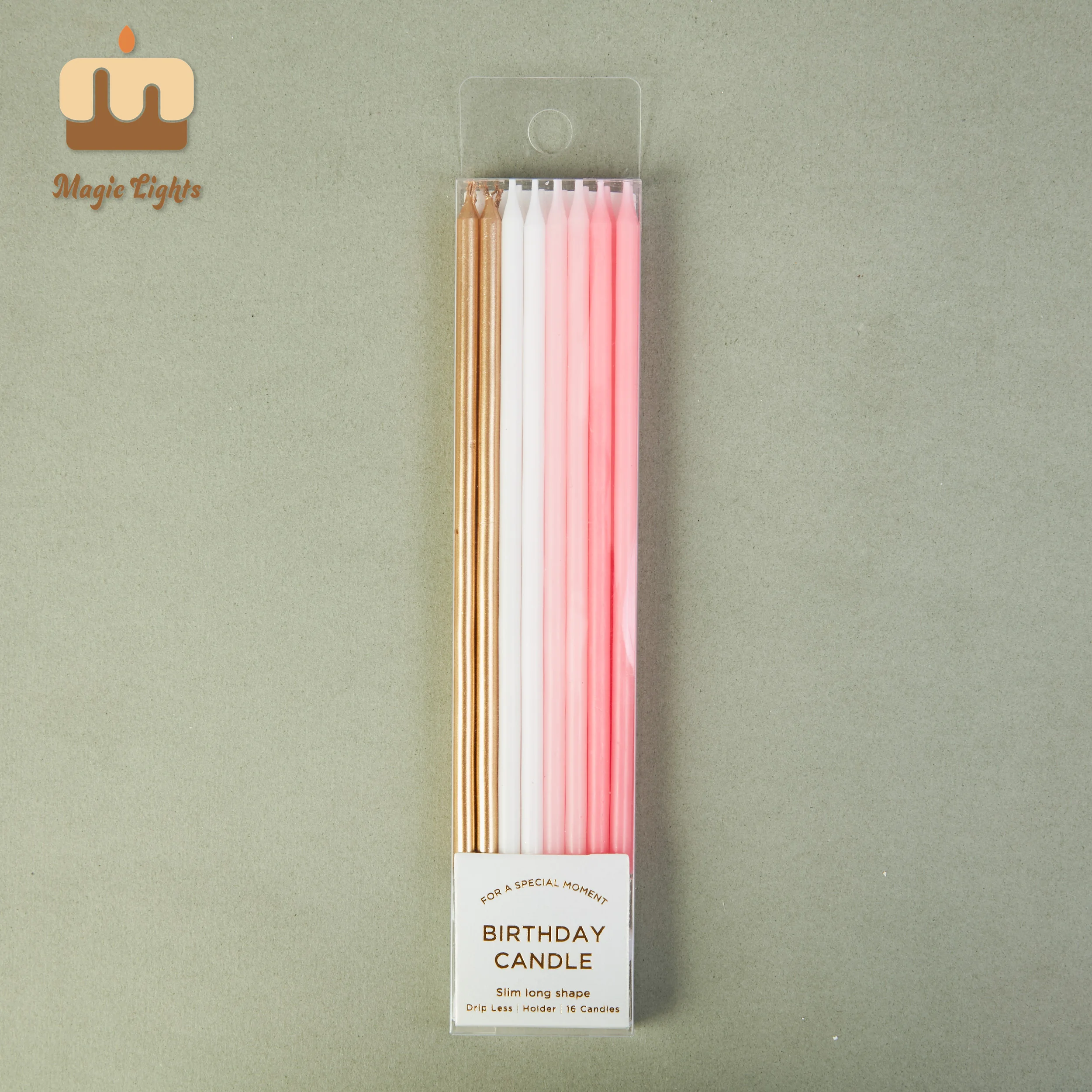 マジックライトプレミアムグラデーションピンクキャンドル16pcs for cake 1