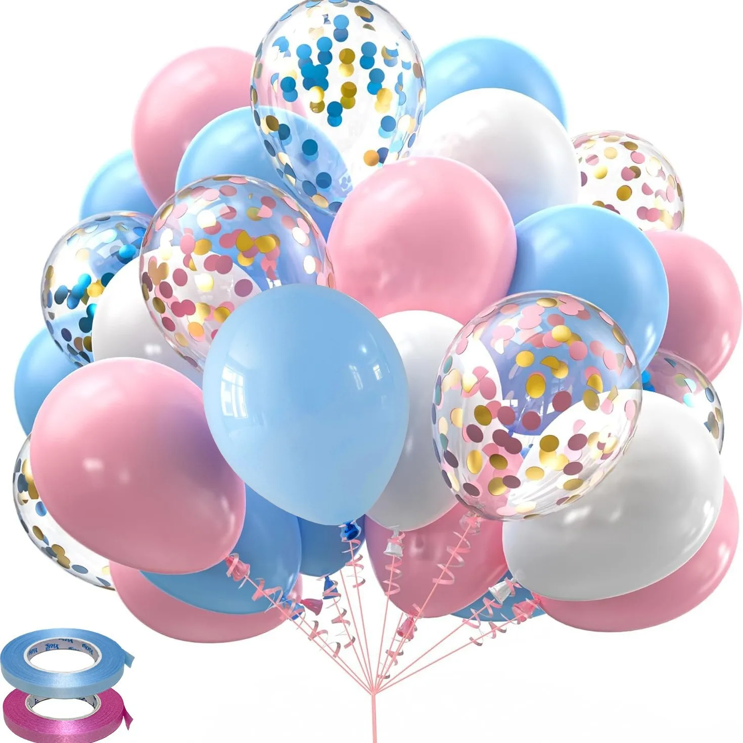 Luci magiche perla blu e palloncini in lattice rosa per ragazza di compleanno baby shower congelato sesso di genere rivelare decorazioni per feste 1