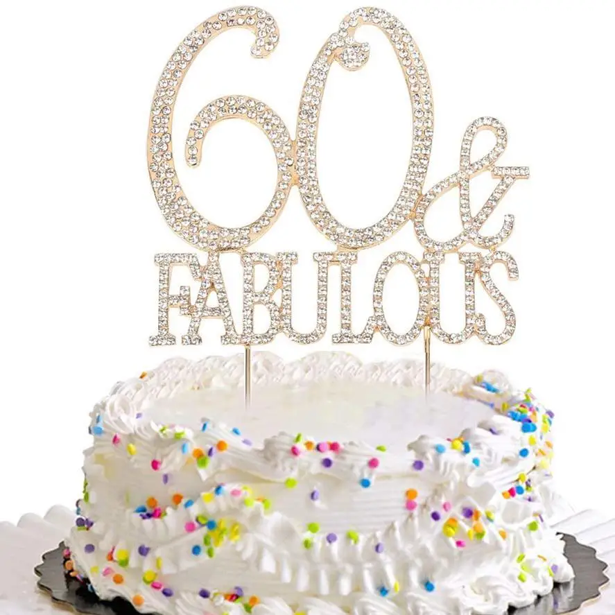 Magic Lights Happy Birthday Nummer 60 Metall Cake Topper Picks 1