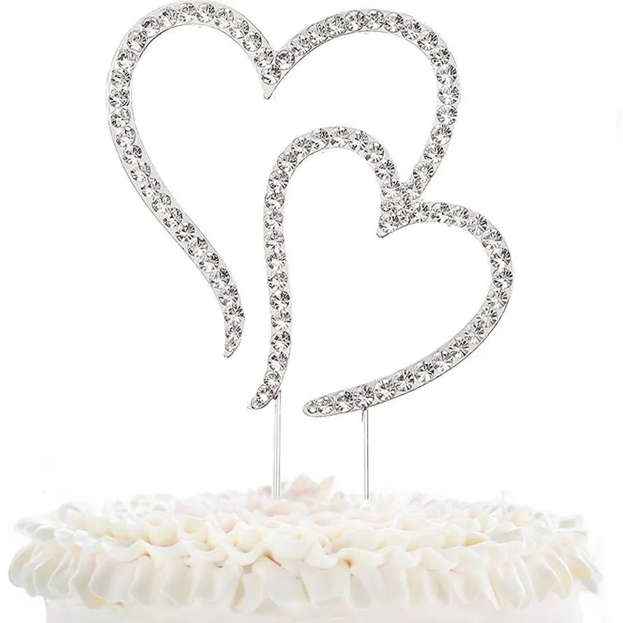 Magic Lights Two Heart Shape Metal Cake Topper Picks 1